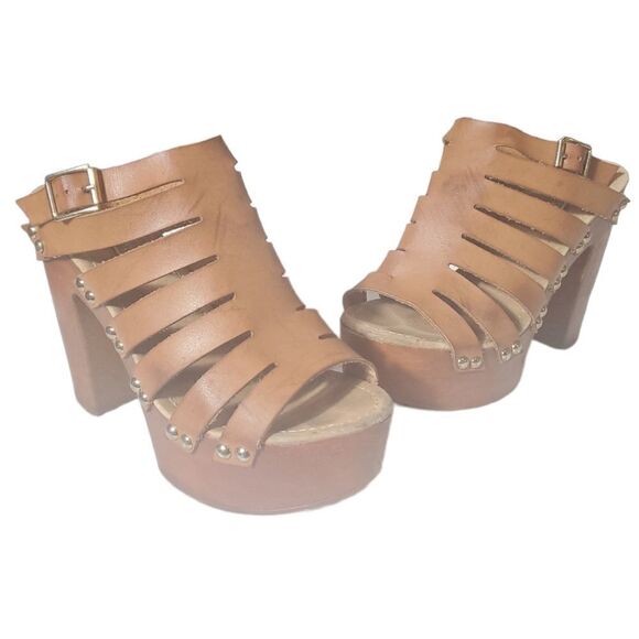 Cape Robbin Tan Leather Strappy Heels - Picture 1 of 6